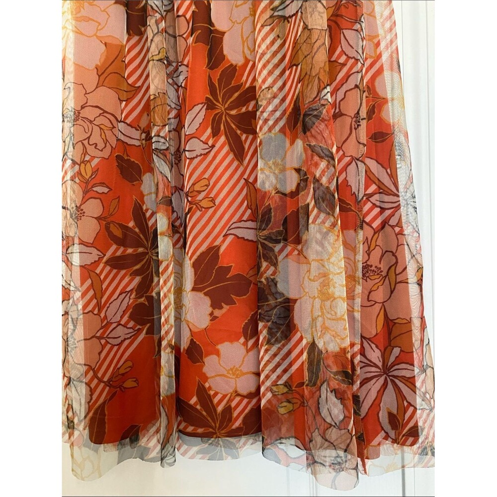 Candalite Petite FLORAL Halter Maxi Dress in Rust Orange, Yellow & Brown Sz LP - Picture 7 of 11